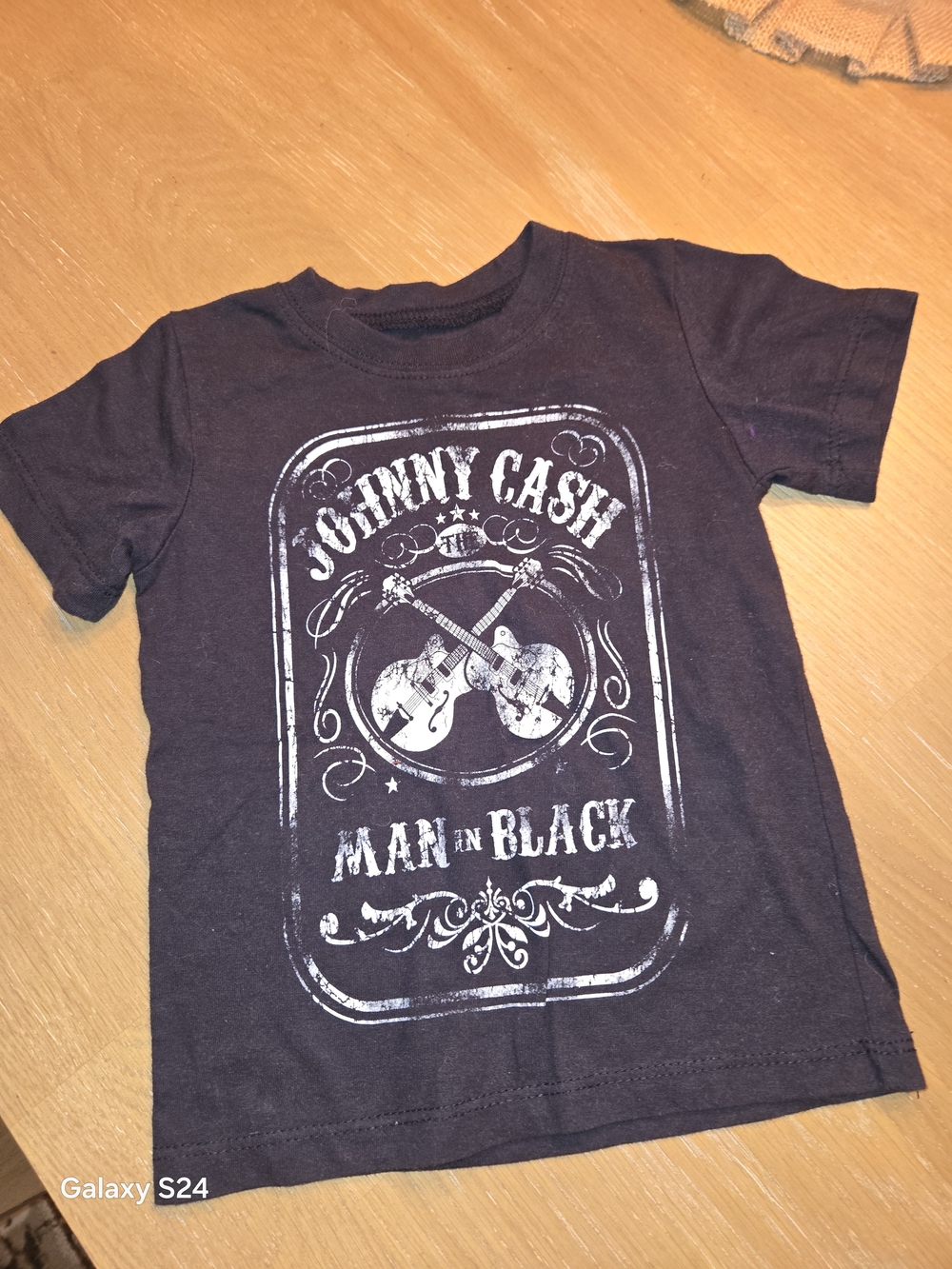 Black Kids' Johnny Cash Graphic Tee with White Print Sz 3t
